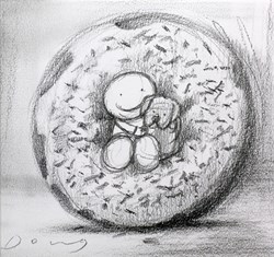 I Love You Hundreds and Thousands (study) by Doug Hyde - Original Drawing on Mounted Paper sized 7x6 inches. Available from Whitewall Galleries